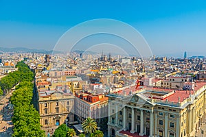 Aerial view of military government building in Barcelona, Spain photo