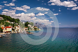 Aerial View of Mimice Village and Adriatic Sea Cost, Omis