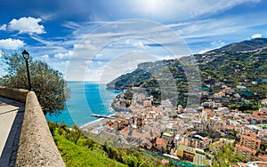 Aerial view of Minori, Amalfi Coast, Southern Italy
