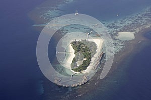 Aerial view of Mirihi, Maldives