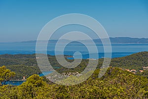 Aerial view of Mljet national park from Montokuc hill, Croatia