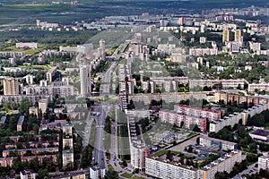 Aerial view of modern building in city northern Europe.