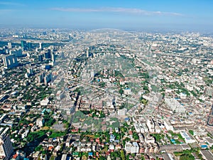 Aerial view modern building condominium and office