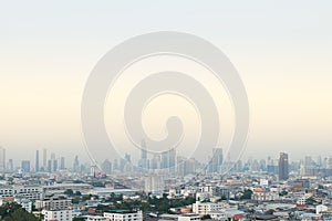 Aerial view of modern city in Bangkok, Thailand.