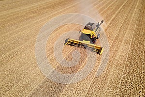 aerial view of a modern combine harvester