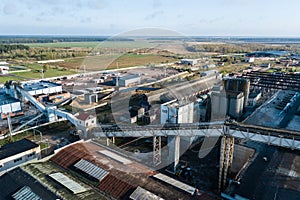 Aerial view of modern large industrial factory, industrial area.