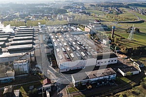 Aerial view of modern large industrial factory, industrial area.