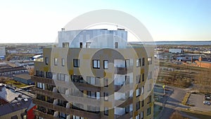 Aerial view of modern office building in Linkoping city, Sweden.