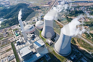 Aerial view of modern power plant