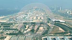 Aerial view of a modern power plant and water desalination complex in Dubai, UAE