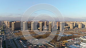 Aerial view of modern residential area with roads, infrastructure