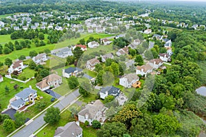 Aerial view modern residential district in American town, residential neighborhood in Woodbridge NJ