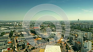 Aerial view of modern residential and industrial districts in Gennevilliers to the north of Paris, France