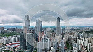 Aerial view of the modern skyscrapers in the city of Nanning, China