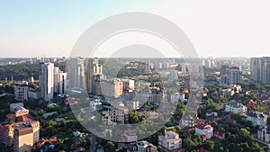 Aerial view of modern urban apartment buildings of european city.