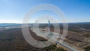 Aerial View of Modern Windmill Turbine, Wind Power, Green Energy