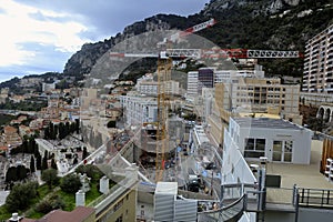 Aerial view of Monaco with construction work