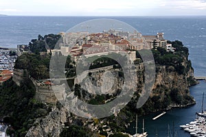 Aerial view of Monaco and its rock from the heights