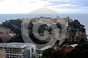 Aerial view of Monaco and its rock from the heights