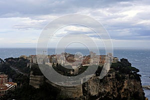 Aerial view of Monaco and its rock from the heights