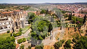 Aerial view of monastery Convent of Christ in Tomar, Portugal