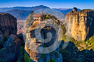 Aerial view from the Monastery of the Holy Trinity in Meteora, Greece photo
