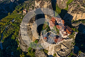 Aerial view from the Monastery of the Varlaam in Meteora, Greece photo