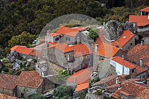 Aerial view on Monsanto village with stone in the house photo