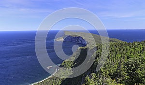 Aerial view from Mont-St-Alban viewpoint in Forillon National Park, Gaspe Peninsula, Quebec