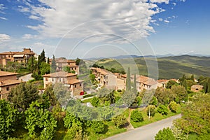 Aerial View of Montalcino, the City of Brunello Wine,