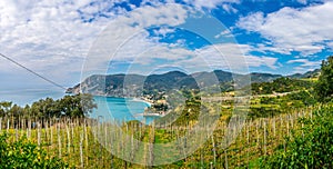 aerial view of monterosso al mare village which is part of the famous cinque terre region in Italy....IMAGE