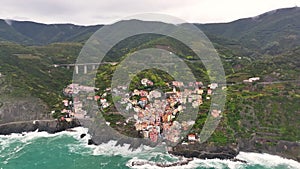 Aerial view of Monterosso a village in the province of La Spezia