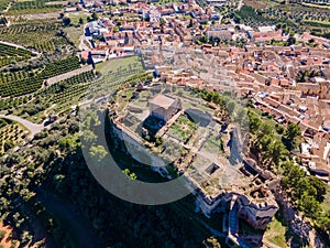 Aerial view of Montesa village surrounded by buildings photo