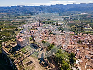 Aerial view of Montesa village surrounded by buildings photo