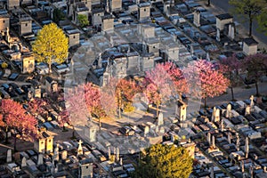 Aerial view of Montparnasse Cemetery in Paris, France