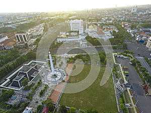 Aerial view the Monument `tugu pahlawan`