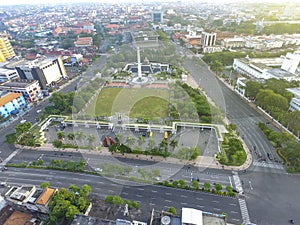 Aerial view the Monument `tugu pahlawan`