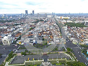 Aerial view the Monument `Tugu Pahlawan`