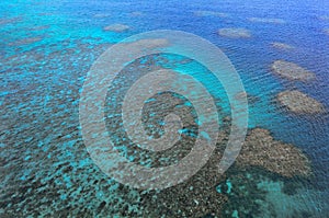 Aerial view of Moore coral reefs Cairns - Great Barrier Reef Que