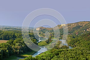 Aerial view of Morava river near Devin castle, Bratislava, Slovakia