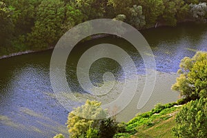 Aerial view of Morava river near Devin castle, Bratislava, Slovakia