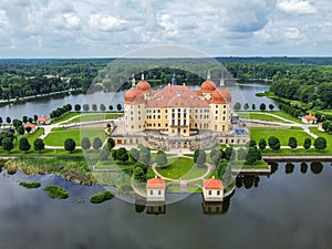 Aerial view of Moritzburg Castle in Saxony