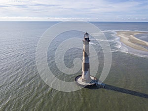 Aerial view of the Morris Island lighthouse near Folly Beach and Charleston, South Carolina photo
