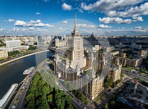 Aerial view of Moscow with hotel