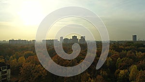 Aerial view of Moscow, Lianozovo district, from the city park