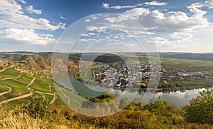 Aerial view of the moselle river bend