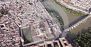 Aerial view of Mosque Carhedral and quarters of Cordoba, Spain