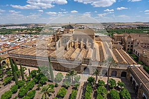Aerial view of Mosque-Cathedral of Cordoba and Patio de los Naranjos Courtyard - Cordoba, Spain photo