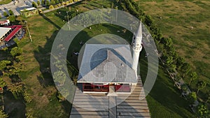 Aerial view mosque in park