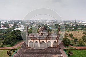 Aerial view on mosque from top of Gol Gambaz, Vijayapura, Karnataka, India